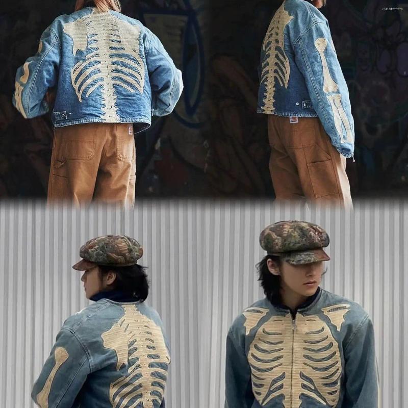 Men's Jackets KAPITAL Double-Sided Wear Denim Heavyweight Bone Embroidery Zip Loose Jaet Coat Ex Spring Autumn Winter Thi Long Sve - view 4