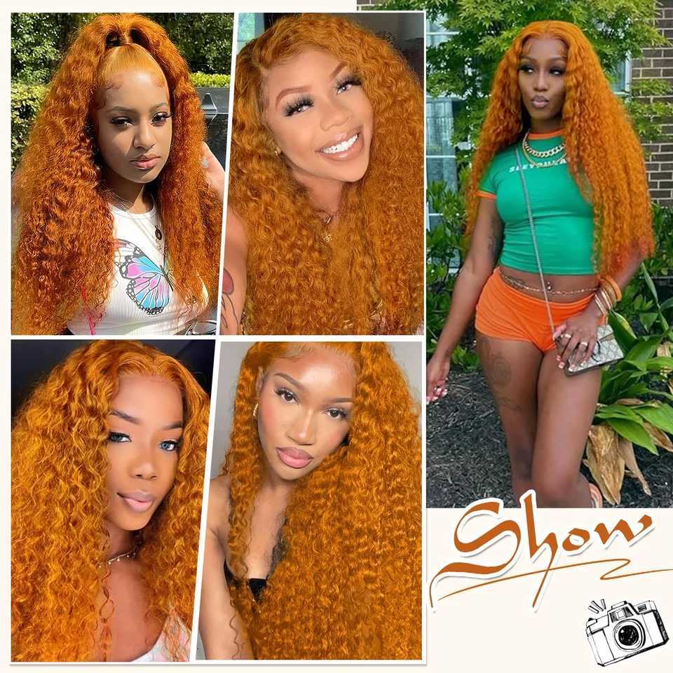 13x4 250 Density Ginger Deep Wave Lace Front Wigs Human Hair 30 Inch Wigs Human Hair HD Lace Front Wigs Human Hair Black Women C250922
