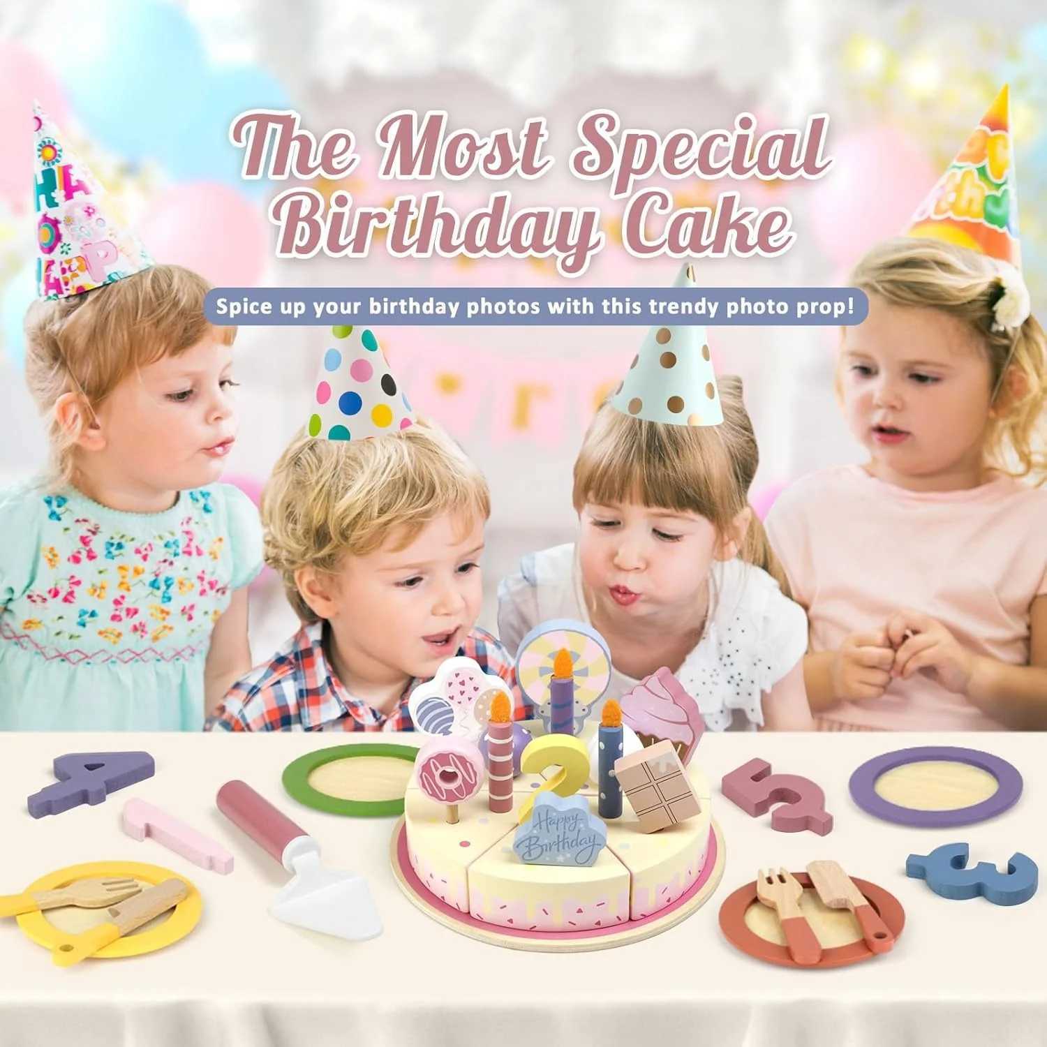 Wooden Kids Kitchen Toys Simulation Birthday Cake Toy Pretend Play Cutting Food Game Children Role Play Toy Gifts for Boy Girl C250922