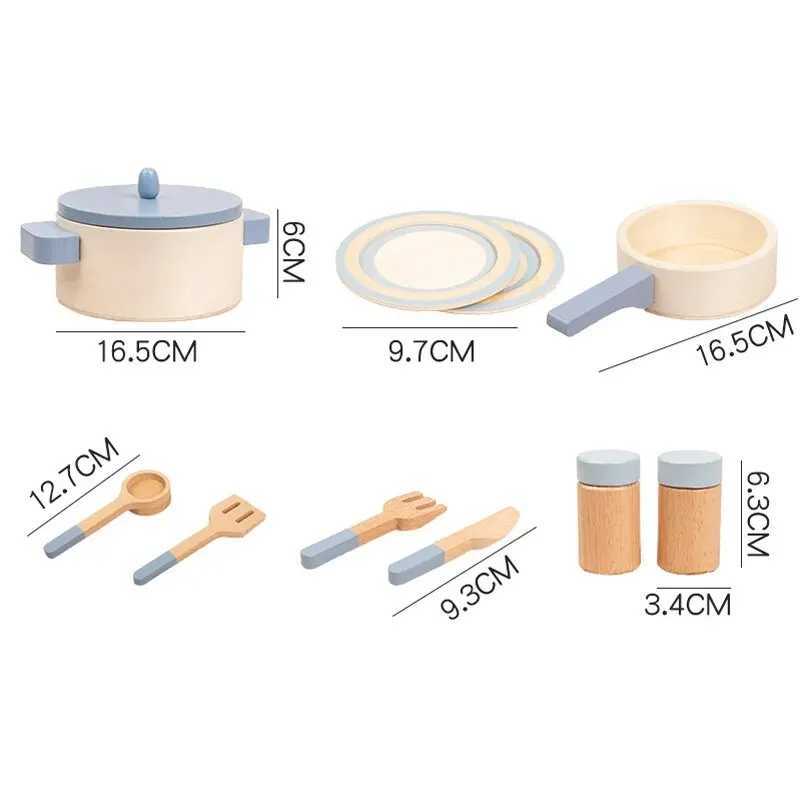 Wooden Mini Kitchen Cookware Pot Pan Cook Pretend Play Educational House Toys For Children Simulation Kitchen Utensils Girls Toy C2509221