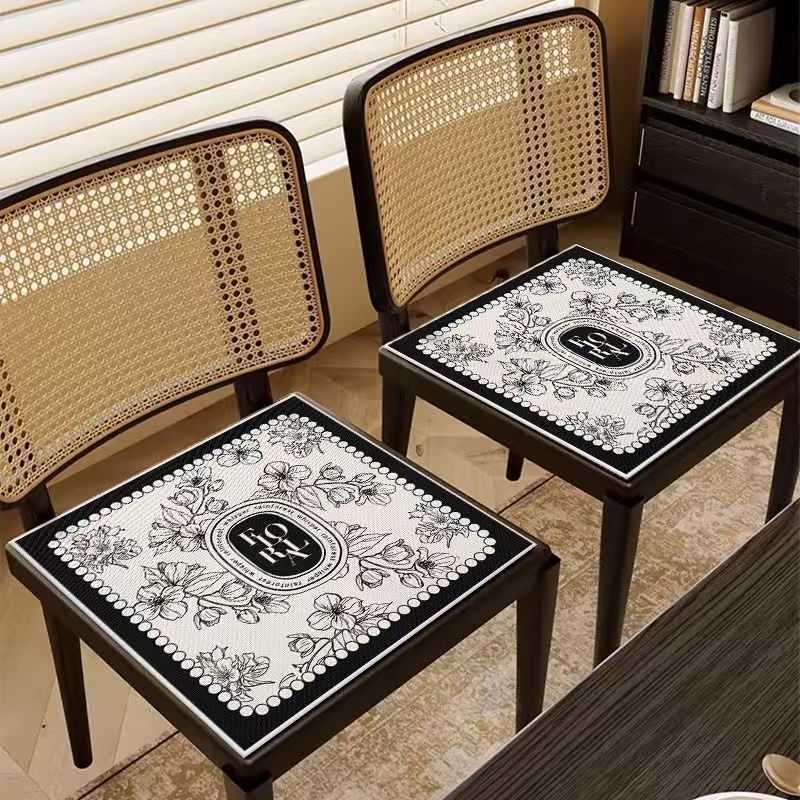 Summer Ice Silk Seat Cushion Office Long Sitting Cool Breathable Chair Cushion French Style Home Dining Chair Stool Cushion C250922