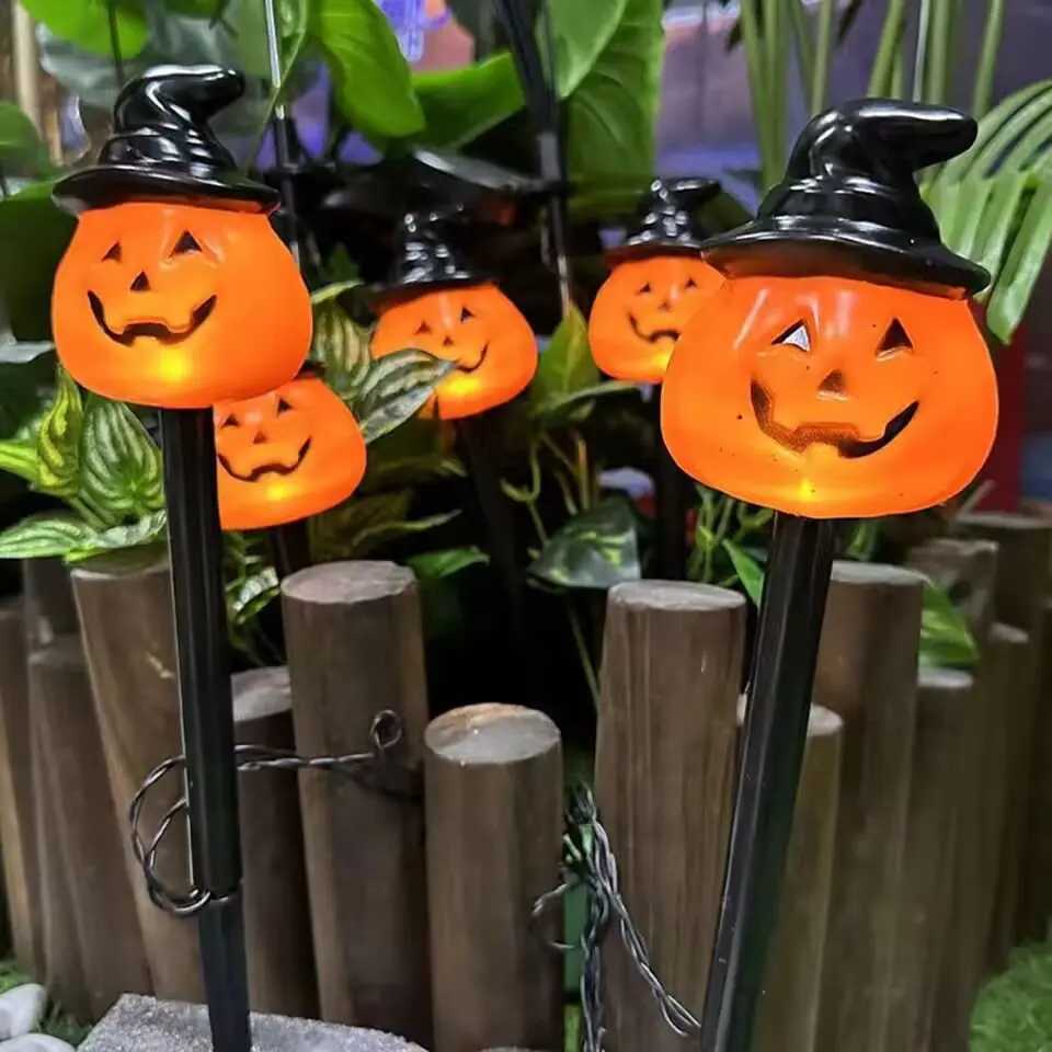 Halloween 5PC LED Solar Pumpkin Stake Lights Outdoor Graden Lawn Lamp Waterproof Decoration Landscape Lighting For Festive Yard C250922