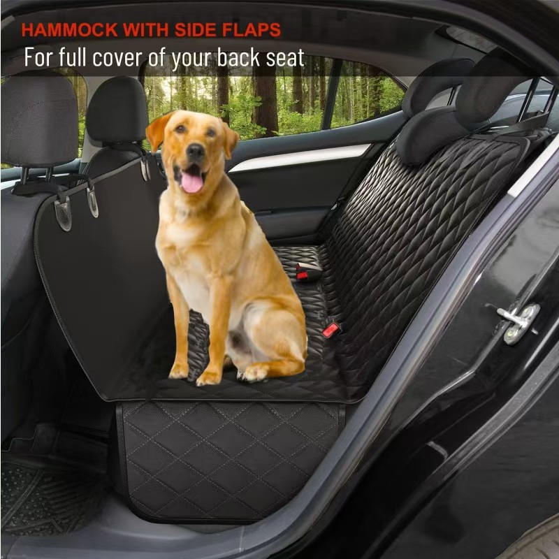 Dog Car Seat Cover for Back Seat, Waterproof Pet Hammock Protector, Durable & Non-Slip Seat Shield for SUVs & Trucks, Standard Size 137cm x 147cm, Bla