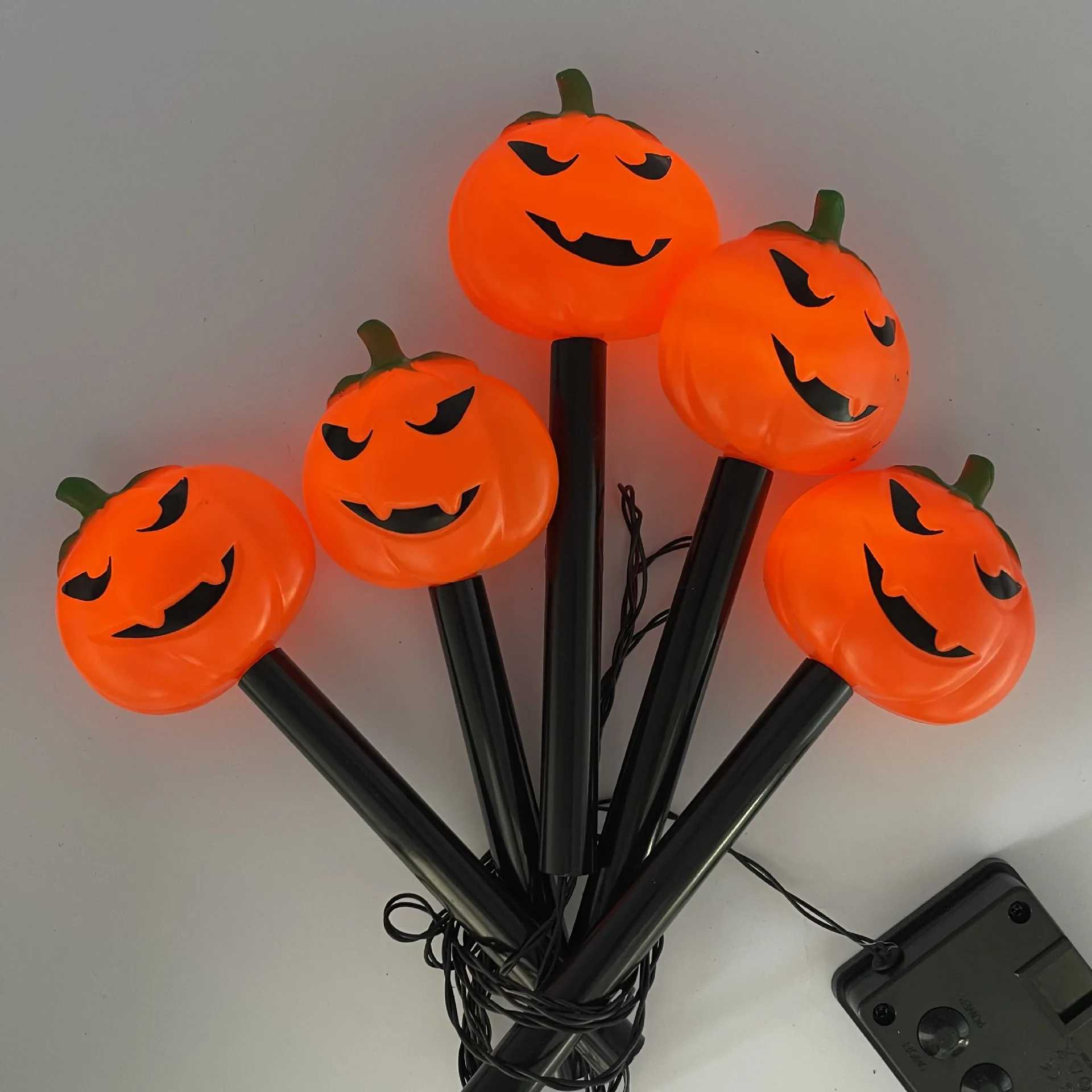 5pcslot Hallowee Decor Solar Lights Outdoor Waterproof Garden Pumpkins LED Lights Lamp Decorations Lawn Ground Plug Light C250922