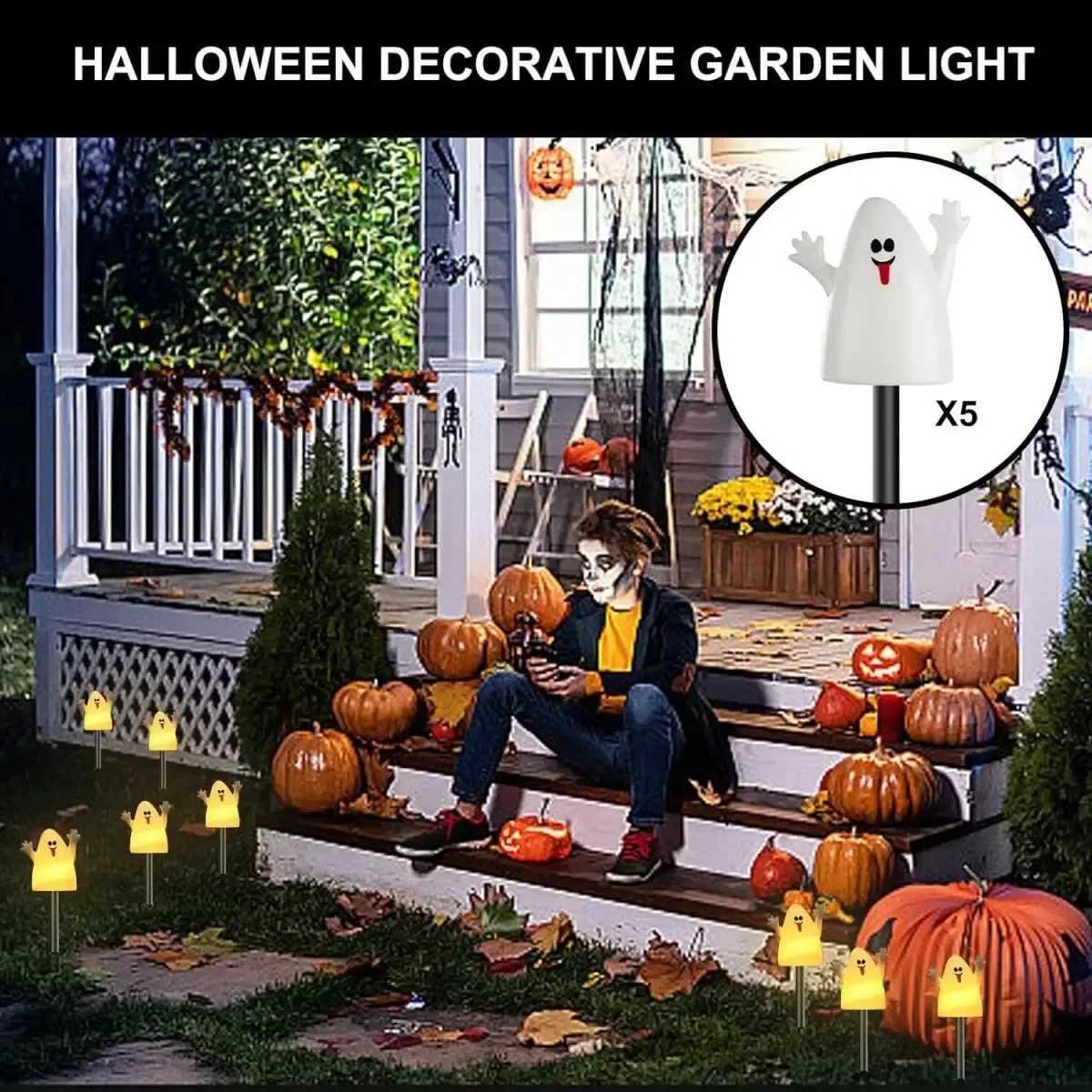 Outdoor Solar Lights Pumpkin Lamp Halloween Decorative Torch Waterproof Floor Mounted Lawn Garden Courtyard Landscape Lanterns C250922