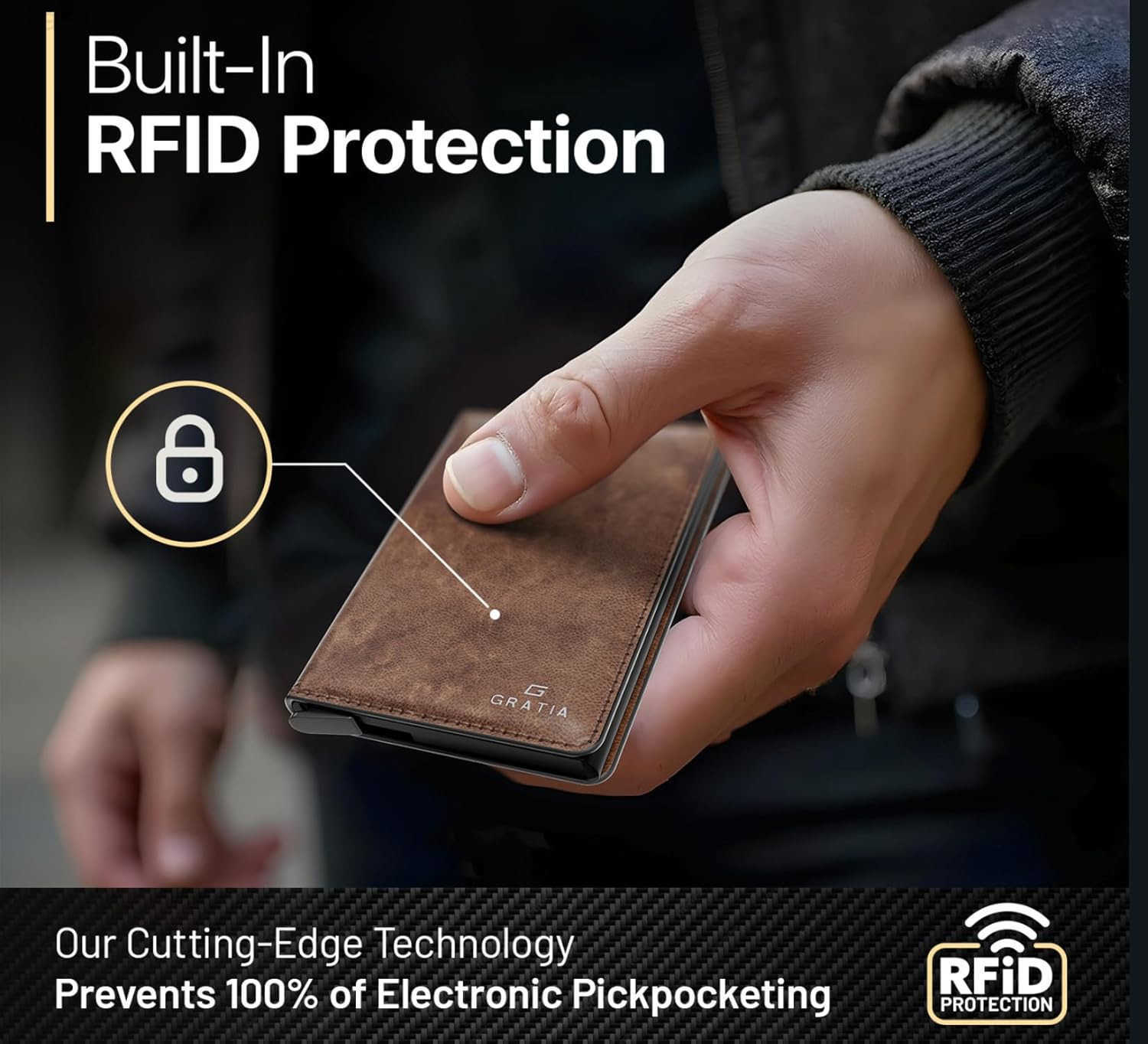 Slim WalLEt for Men RFID Blocking Minimalist Credit Card Holder Stylish Men WalLEt for Security Convenience Front POCket Cardholder Holds 8 Cards Brow