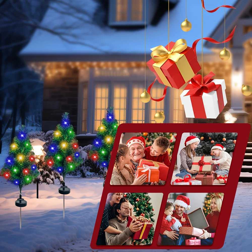 LED Solar Christmas Tree Lights Waterproof Halloween Christmas Outdoor Lawn Lamps Garden Patio Landscape Lamps Party Gifts C250922