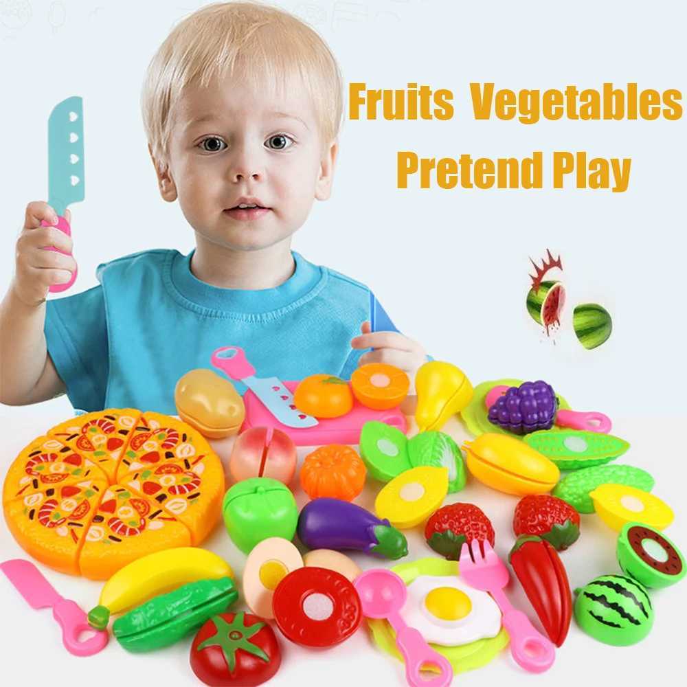 Educational Toy Plastic Kitchen Toy Set Cut Fruit Vegetable Pizza Food Play House Simulation Toys Pretend Play Kids Toys Gifts C2509221