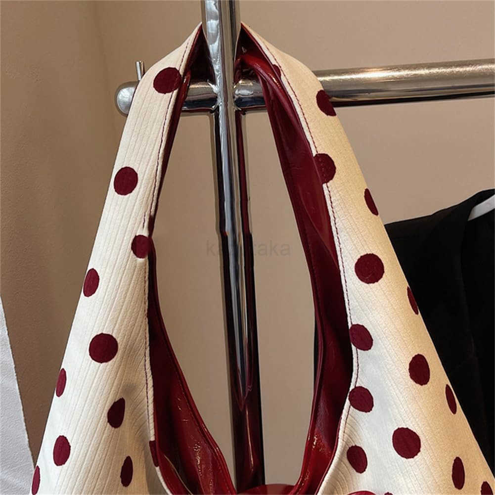 Polka Dot Tote Bag for Women Bow Tie for Women Slouchy Tote Purse Large Shoulder Handbag SaTChel for Travel Work Z250922