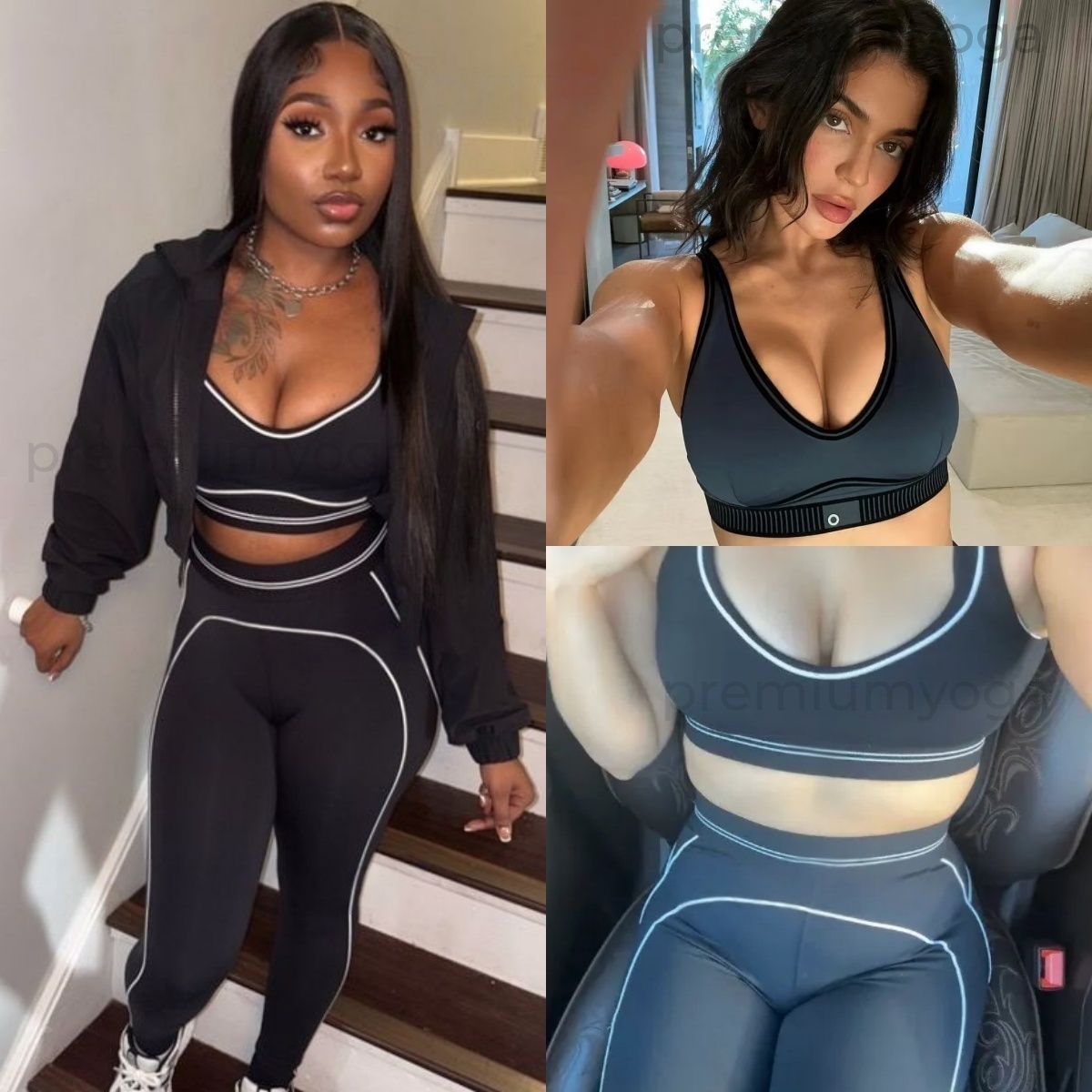 2025 Yoga Set Seamless Tops Sports Heart Throb Bra+Leggings High End White Striped Low Back Dance Yoga Outfits Summer Women's Running alosetliness women clothes Set
