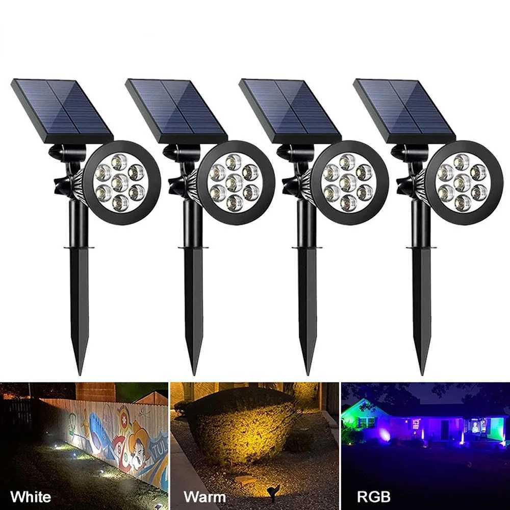 7LED Solar Lawn Lamp Outdoor RGB Solar Spotlight Garden Landscape Light for Wall Path Tree Lawn Halloween Christmas Decoration C250922