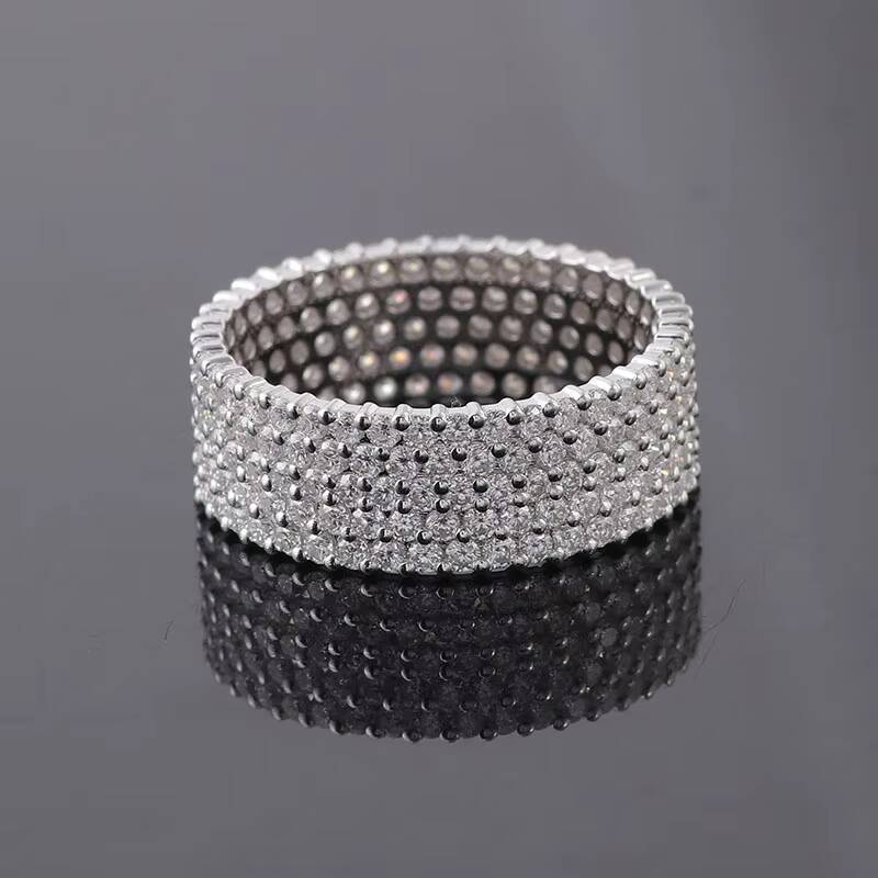 Full Size Custom Round Cut Labgrown Diamond Engagement Ring 925 Silver White Gold Plated Ring Lab Grown Diamond Ring Hip Hop Men