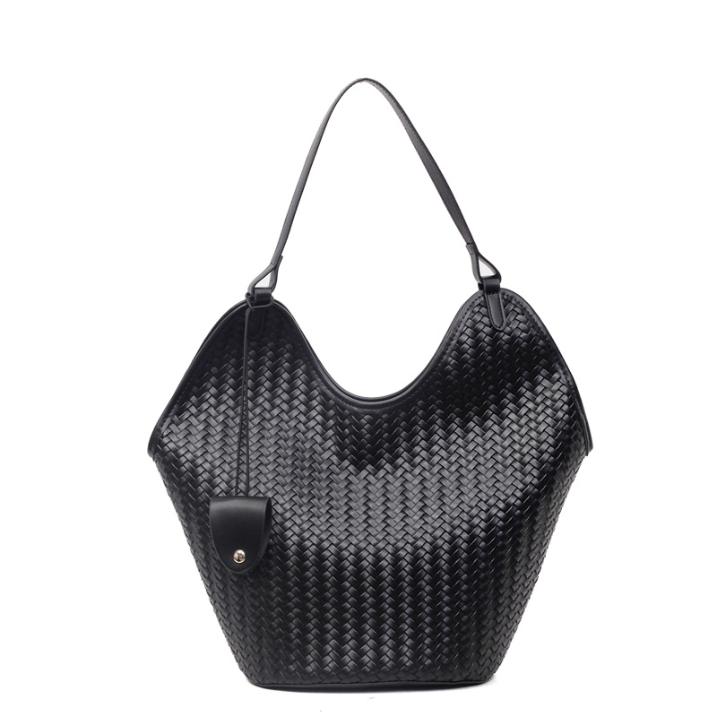 Designer bag free shipping Casual and fashionable woven tote bag new women's autumn large capacity simple shoulder bag black khaki brown coffee