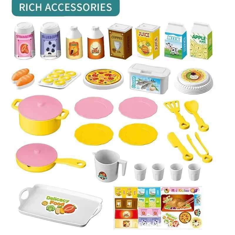 Mini Kitchen Counter Play Set DIY Simulated Cooking Food Tableware Play House Role Play Pretend Game Toys Girl Children Day Gift C250922