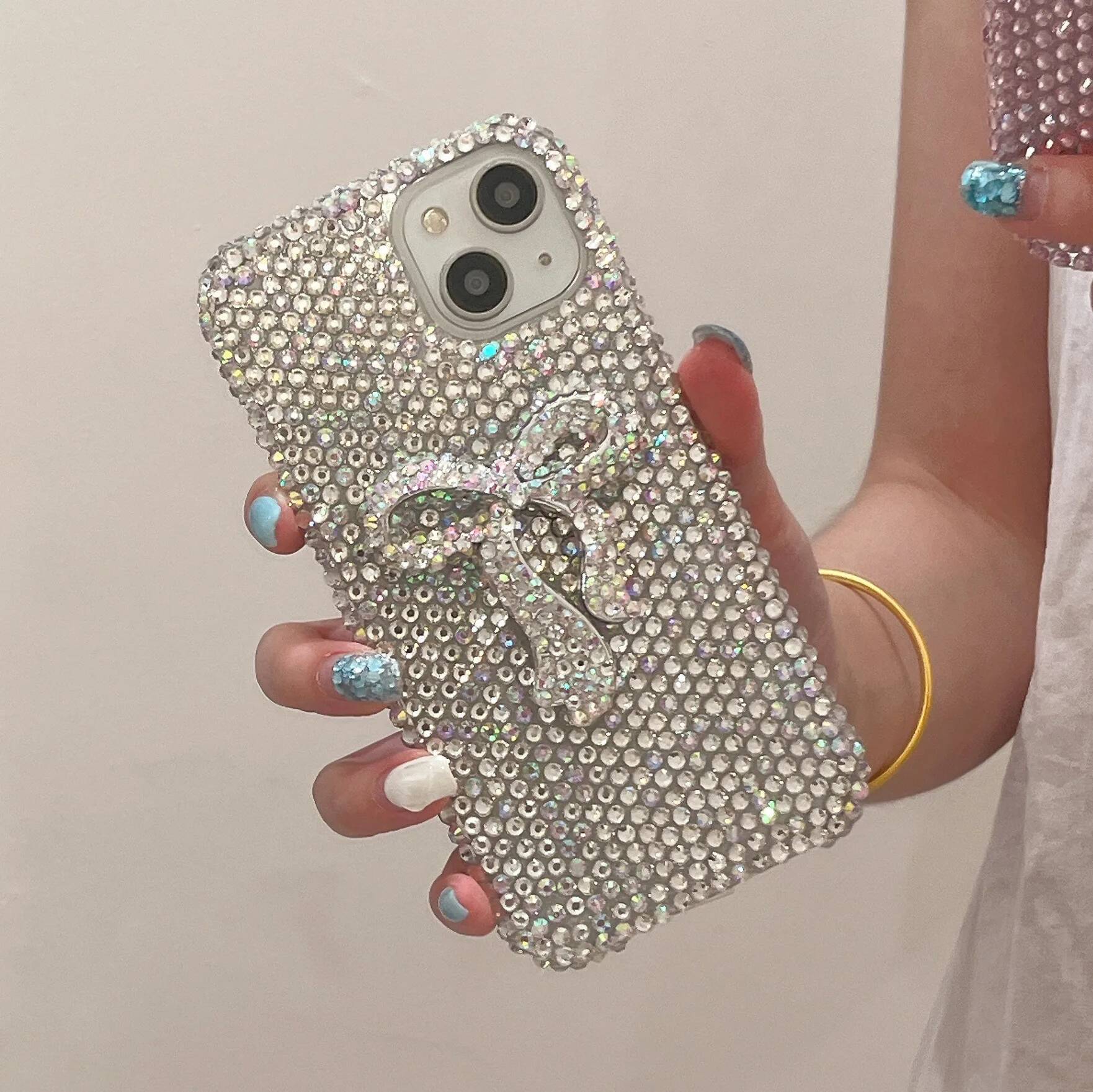 Full Dia Bow Sparkling Cute Phone Protective Cover for iPhone 16 Pro Max Case