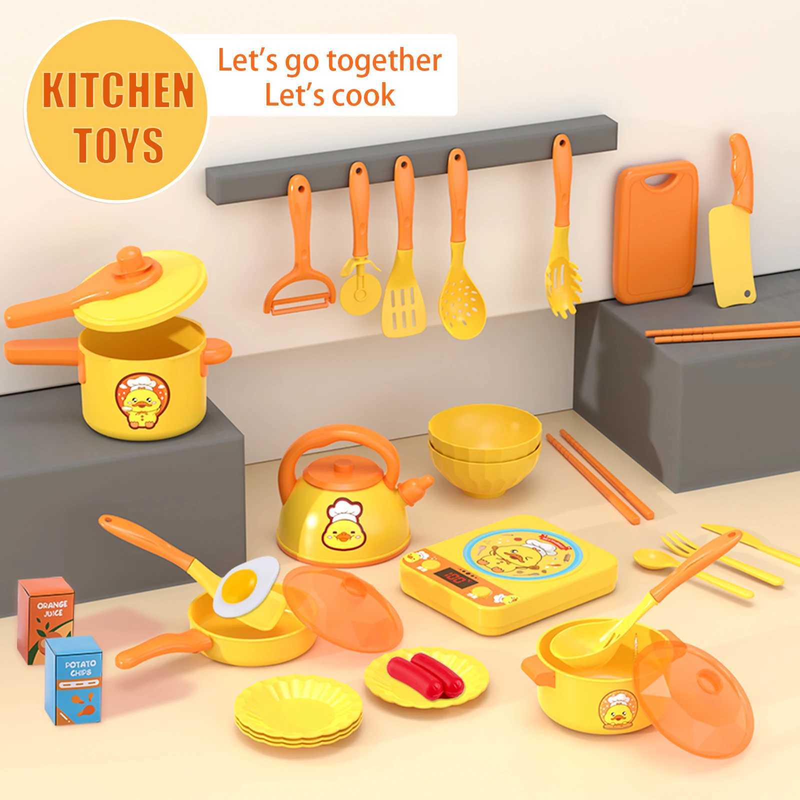 Little Yellow Duck Playing House Kitchen Toy For Boys And Girls Cooking Simulation Stir Fry Kitchen Set Popular ChildrenS Gift C250922
