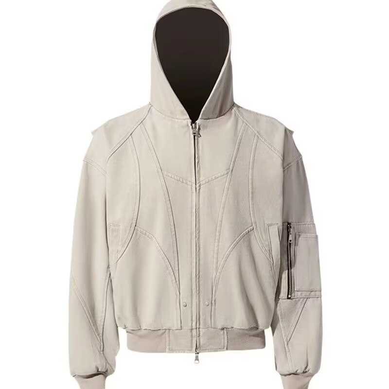 Shape-deconstructed washed denim mountain eagle jacket for men - American street retro casual loose-fitting hooded coat S250922