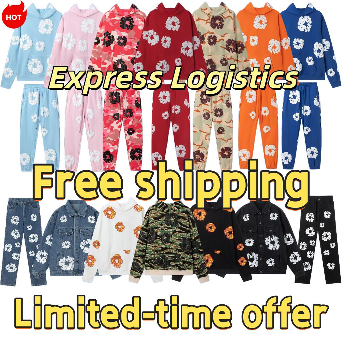 Designer denim hoodie Mens hoodies sweatshirts pullover hooded shorts designer fashion hoodie man and woman sweatpants Cotton Wreath Sweatshirt Hip Hop Shorts