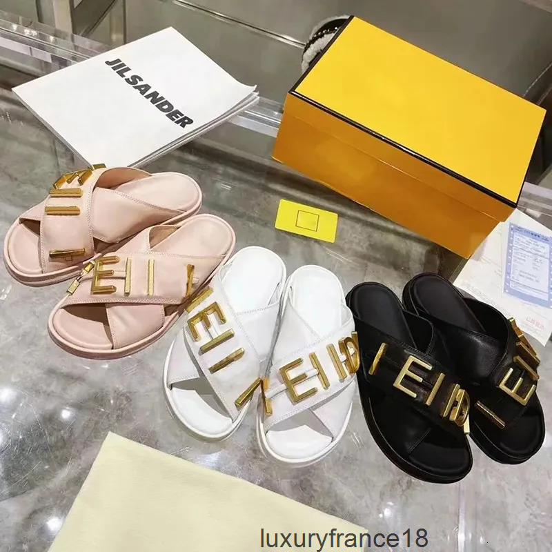 women slipper designer sandals fashion letter flat mules sandles beach shoes buckle men platform slides casual flip flops eu45 fendininis fendily 6TJG