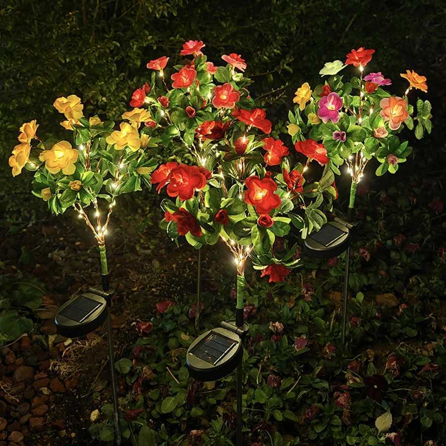 LED simulation lawn light solar azalea flower ground plug light outdoor courtyard decoration light C250922