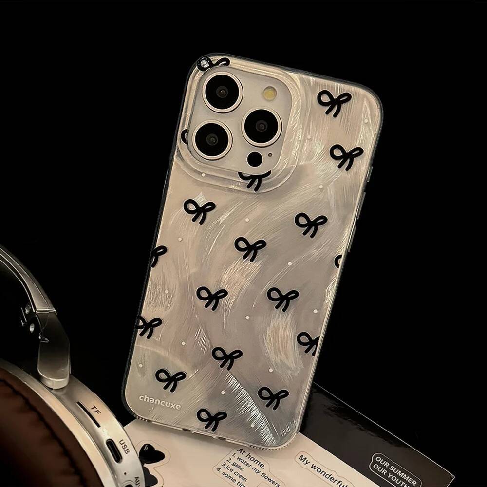 Laser Sier Bow knot Case for iPhone 17 Air 16 15 14 13 12 11 Pro Max Plus 16E 7 8 SE2 X XS XR Shockproof Bumper Fundas