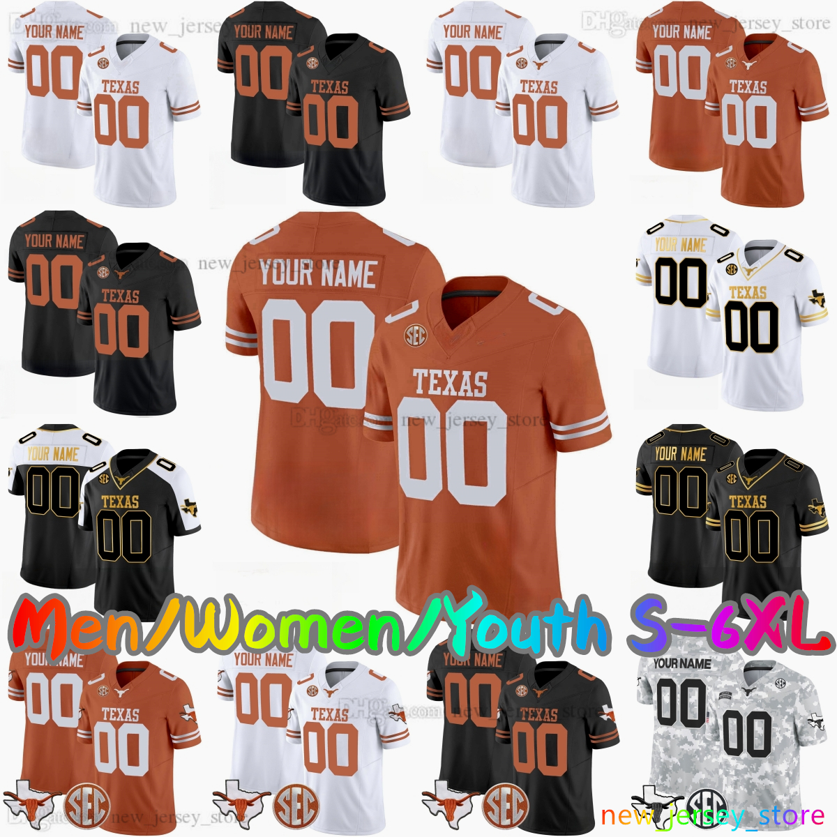 2025 Custom S-6XL College Football Jersey 16 Arch Manning 9 Jerrick Gibson 13 Parker Livingstone 16 Michael Taaffe 4 Jelani McDonald 3 Quinn Ewers Stitched Jerseys