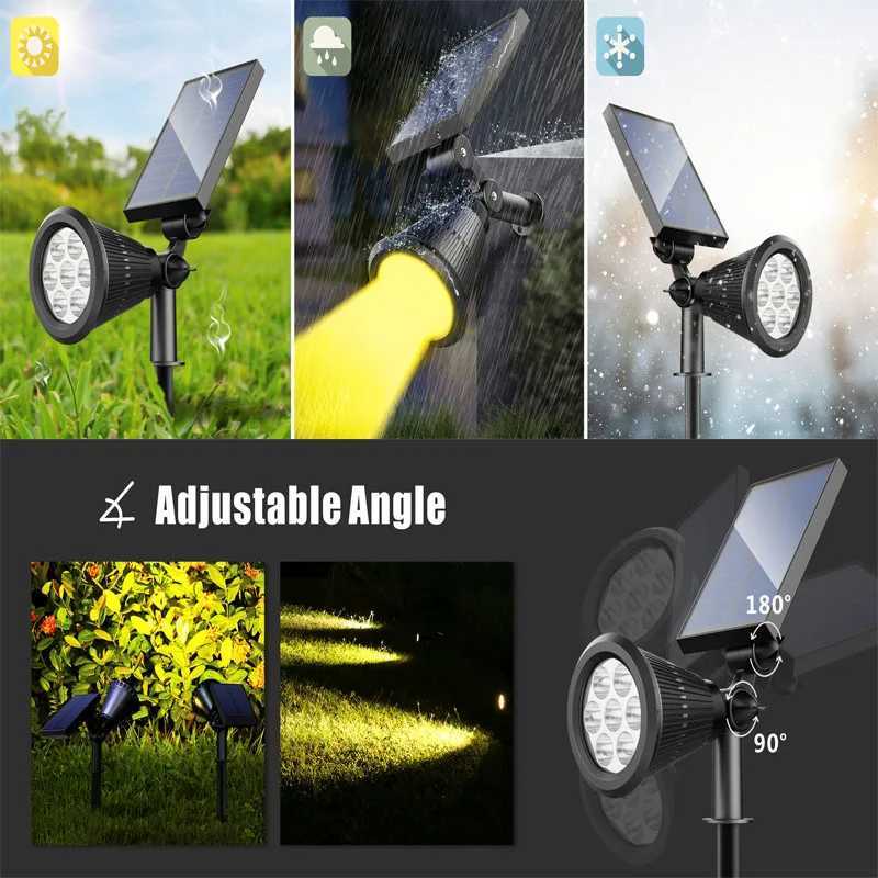 Solar Powered Garden Spot Light RGB Changing Street Garland Lawn Ground Lamp Waterproof Landscape Outdoor Home Decor Lighting C250922
