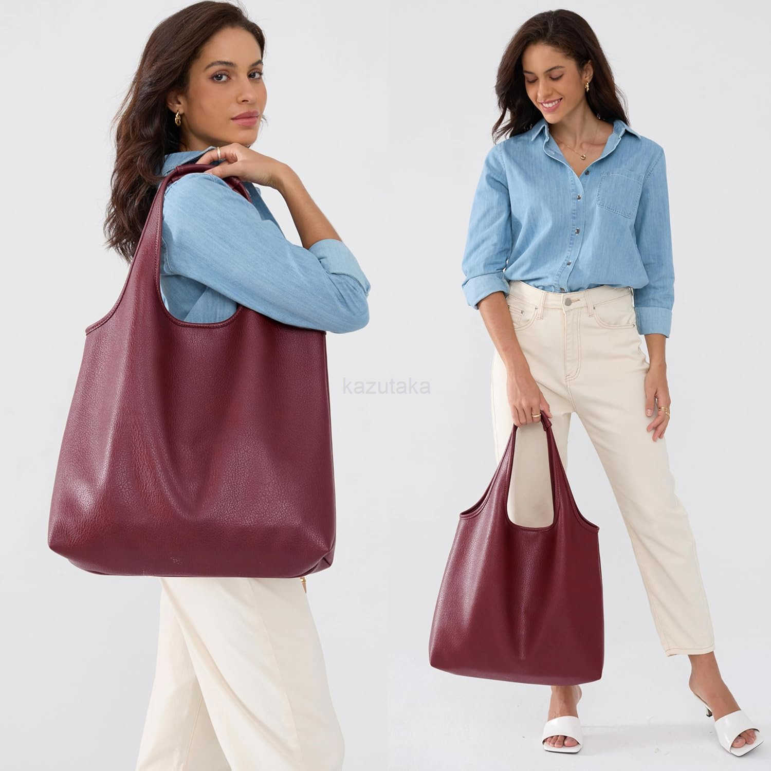 Womens Hobo Bag Soft Vegan Leather Tote Oversized Slouchy Handbag for ShoppingWeekenderWork Z250922