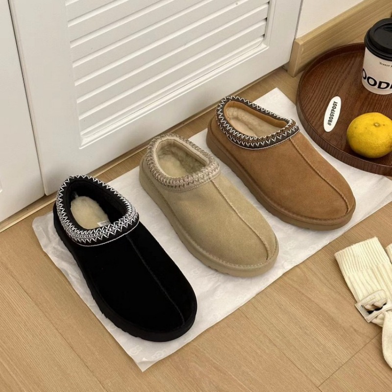Free Shipping 2025 Women's Ethnic Bohemian Woven Platform Snow Boots Shearling Leather Wool Lined Non-Slip Winter Bootie Slippers
