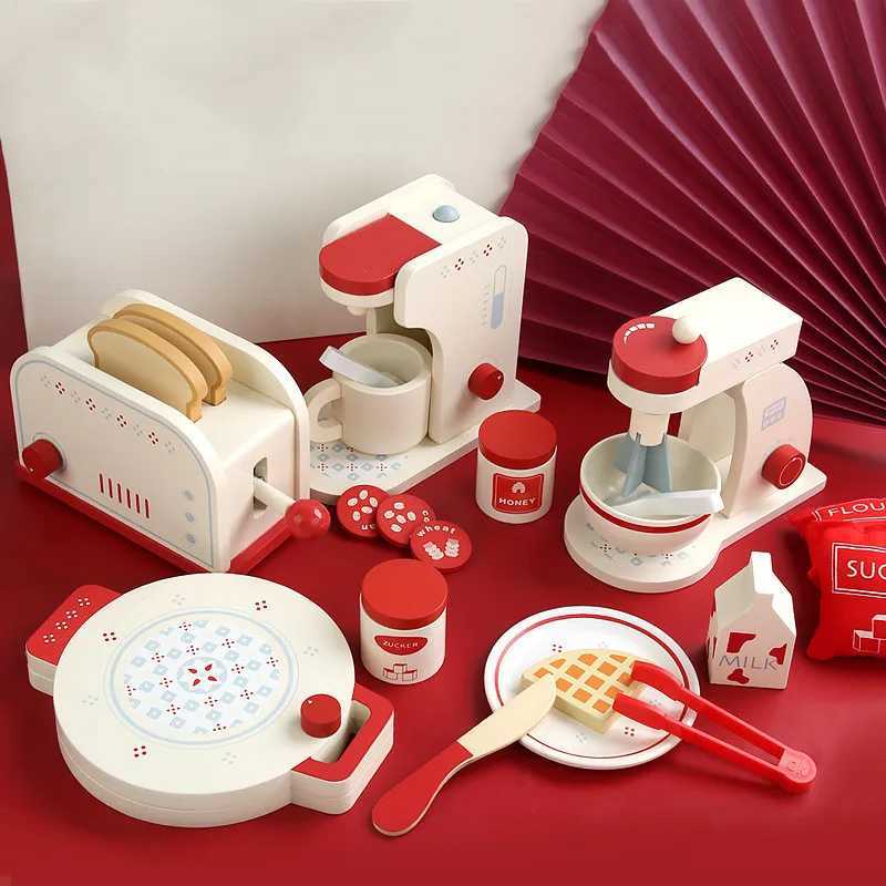 Wooden Kitchen Toys Pretend Play Coffee Mixer Tea Time Set Kids Cooking Accessories Play Food Educational Toys for Toddler Gifts C250922