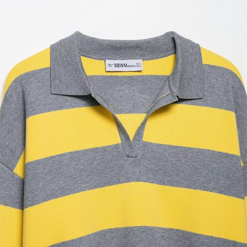 2025 Fall Arrival Womens Fashion Striped Knit Turtleneck Sweater LongSleeve Pullover Casual Oversized Cropped Knit Top 250920