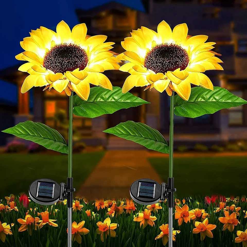 Outdoor LED solar lights sunflower lawn lights garden decorations waterproof courtyards street decorations flower lights C250922