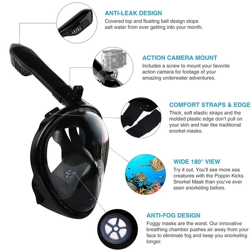Underwater Snorkeling Full Face Children Swimming Mask Set Scuba Diving Respirator Masks Anti Breathing for Kids Adult 250920