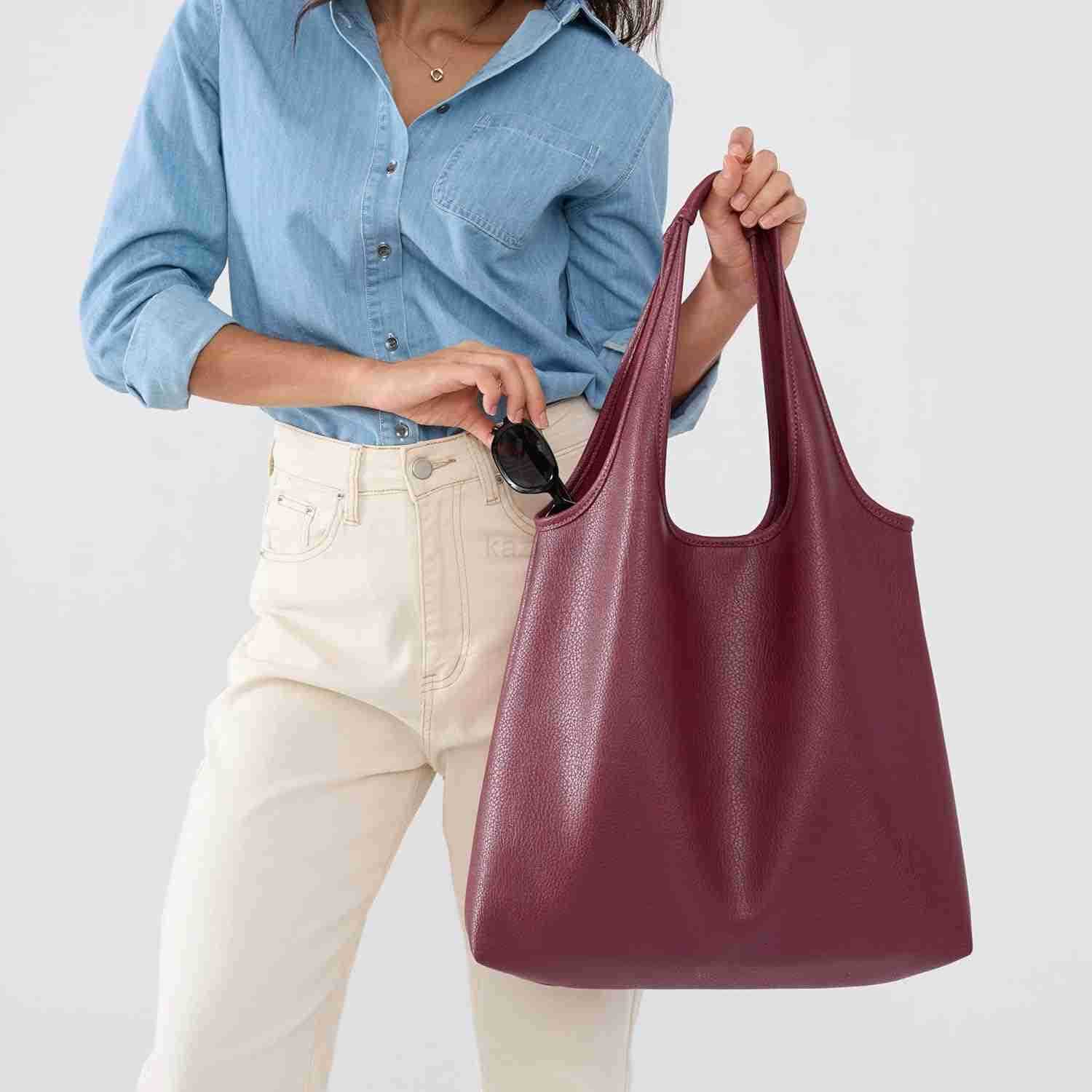 Womens Hobo Bag Soft Vegan Leather Tote Oversized Slouchy Handbag for ShoppingWeekenderWork Z250922