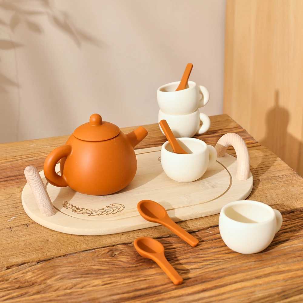 Wooden Afternoon Tea Set ToysEarly Educational Toys for ToddlersKitchen Accessories Afternoon Tea Party Food Play Girls Toys C250922