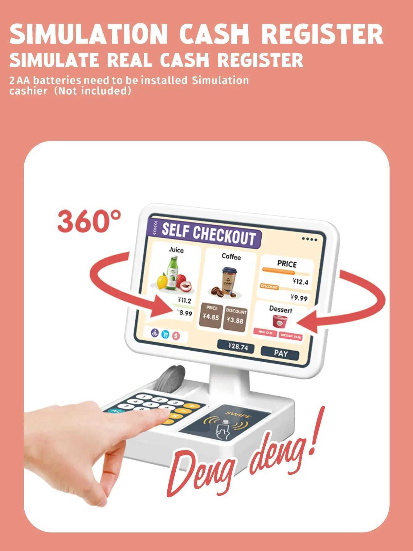 Mini Coffee Cash Register With Light And Music Simulation Rotation Fun Sturdy Girls Household Vending Table Set Toys For Girls C250922