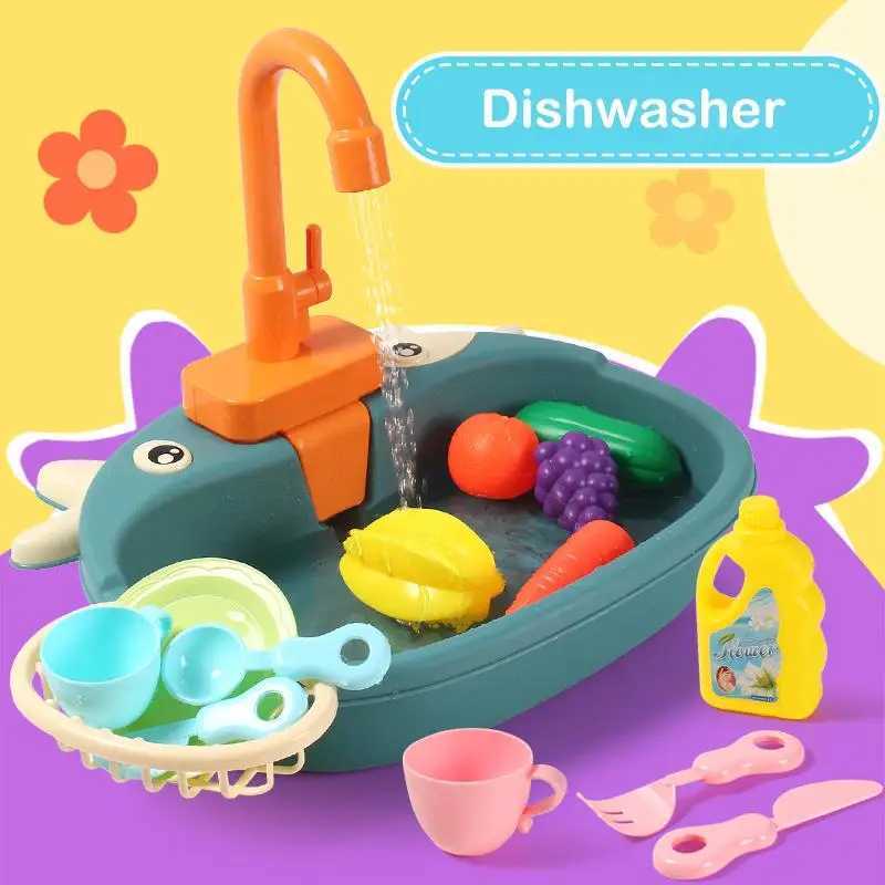 Set Children Role Play Girl Toys Kids Kitchen Sink Toys Simulation Electric Dishwasher Mini Kitchen Food Pretend Play House Toy C250922