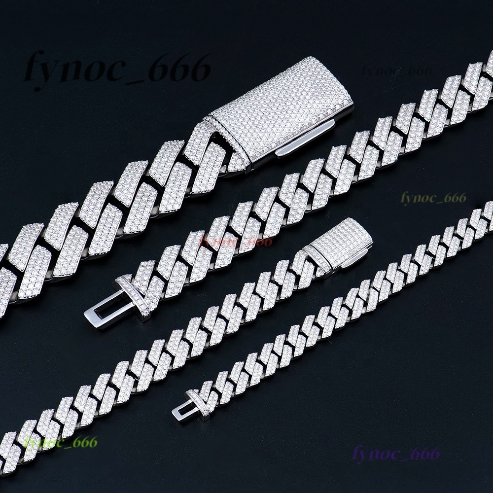 Unisex Solid 925 Silver Cuban Link Chain Heavy Hip Hop Accessory Gift Moissanite Necklaces