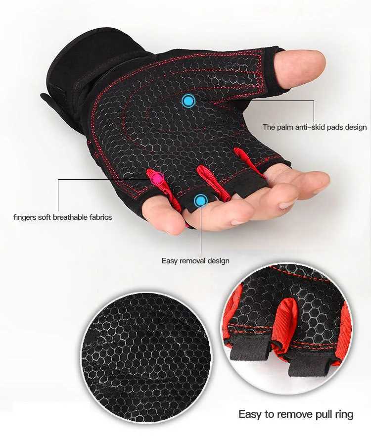 Cycling Half Finge Gloves Proessional Gym Fitness Men Gloves Breathable AntiSlip Bike Gloves Cycling Equipment J250922