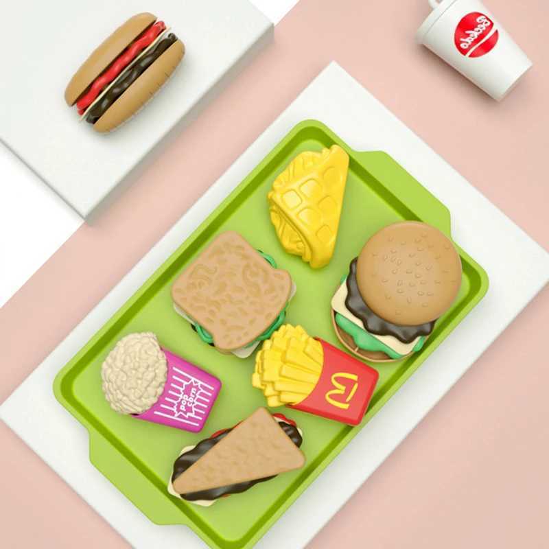 Children Hamburger Pretend Play Cooking Toys Set Mini Simulation Food Kitchen Toys For Girls Sand Fries Burger Assembly Game C250922