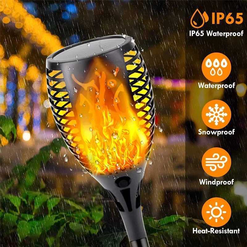 Solar Powered Lamp Simulation LED Flame Torch Lamp Waterproof Outdoor Lamp Garden Courtyard Floor Plugin Decorative Lawn Lamp C250922