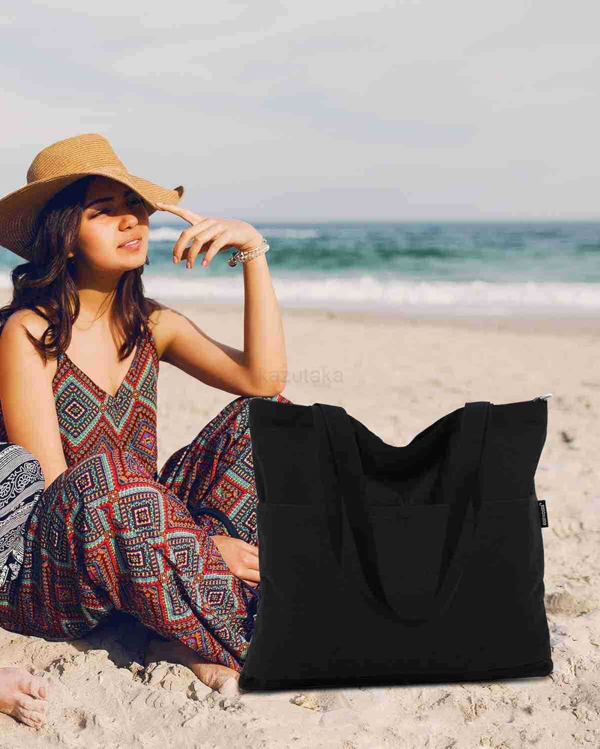 Tote Bag Aesthetic Canvas Handbags with Zipper for Women Travel Shoulder Bags Purses with compartments Z250922