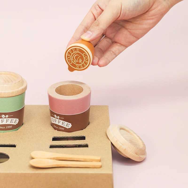Role Pretend Play Children Simulation Creative Coffee Set Early Educational Afternoon Tea Role Playing Toys for Kids Wooden Toy C250922