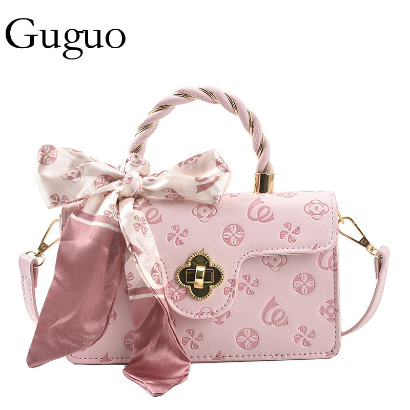 Guguo Designer Bag 2025 New Trendy Bag Women's Bag Sweet Crossbody Bag Fashion Embossed Pink Shoulder Bag Scarf Handbag Luxury Bag Small Square B