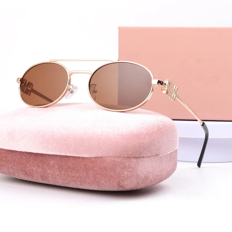 2025 New sunglasses Fashion glasses oval frame Designer sunglass womens anti-radiation UV400 Polarized lenses Metal frame mens retro eyeglasses with box