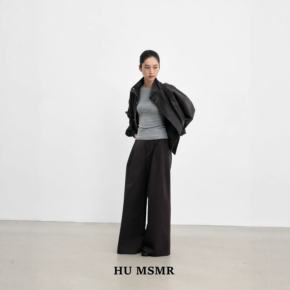 Guangzhou Thirteen Lines HUMSMR Autumn Loose Casual Leather Jacket with Shawl Z0095