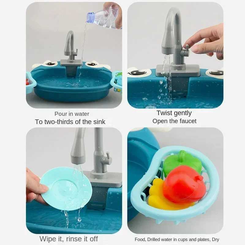 Kids Kitchen Toys Play House with Drainable Sink Simulated Water Washbasin Toy for Girls and Boys Ideal Gift C250922