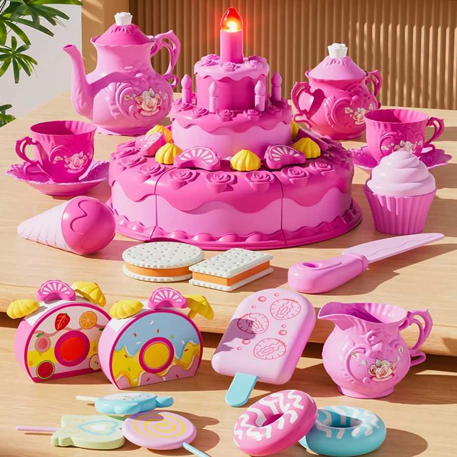 Play House Birthday Cake Cutting Toys Playing Simulation Blowing Candle Dessert Fruit DIY Toy Birthday Gift Perfect for New Year C250922