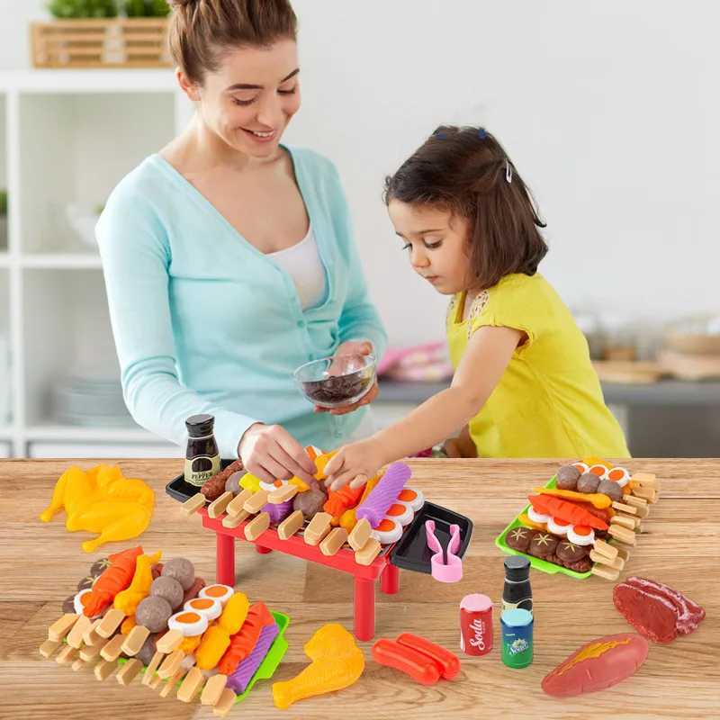 Kids Play House Barbecue Toy Set Kitchen Pretend Play Cooking Toys Simulation Food Cookware BBQ Kit Cosplay Game Gifts C250922