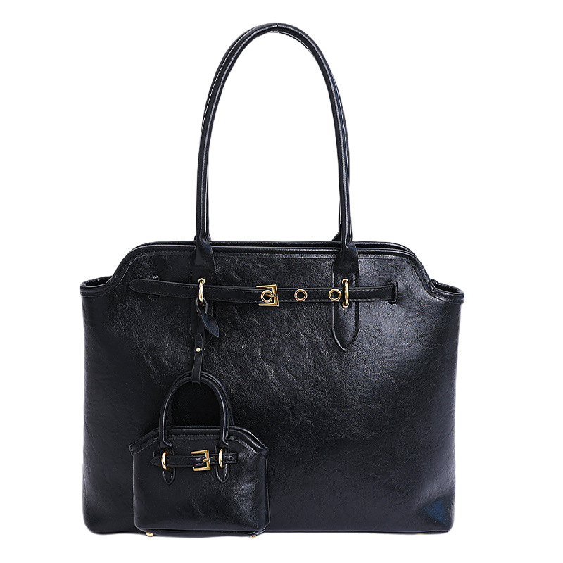 Designer bag free shipping New autumn trendy casual shoulder bag with large capacity commuting tote bag for woman black red brown